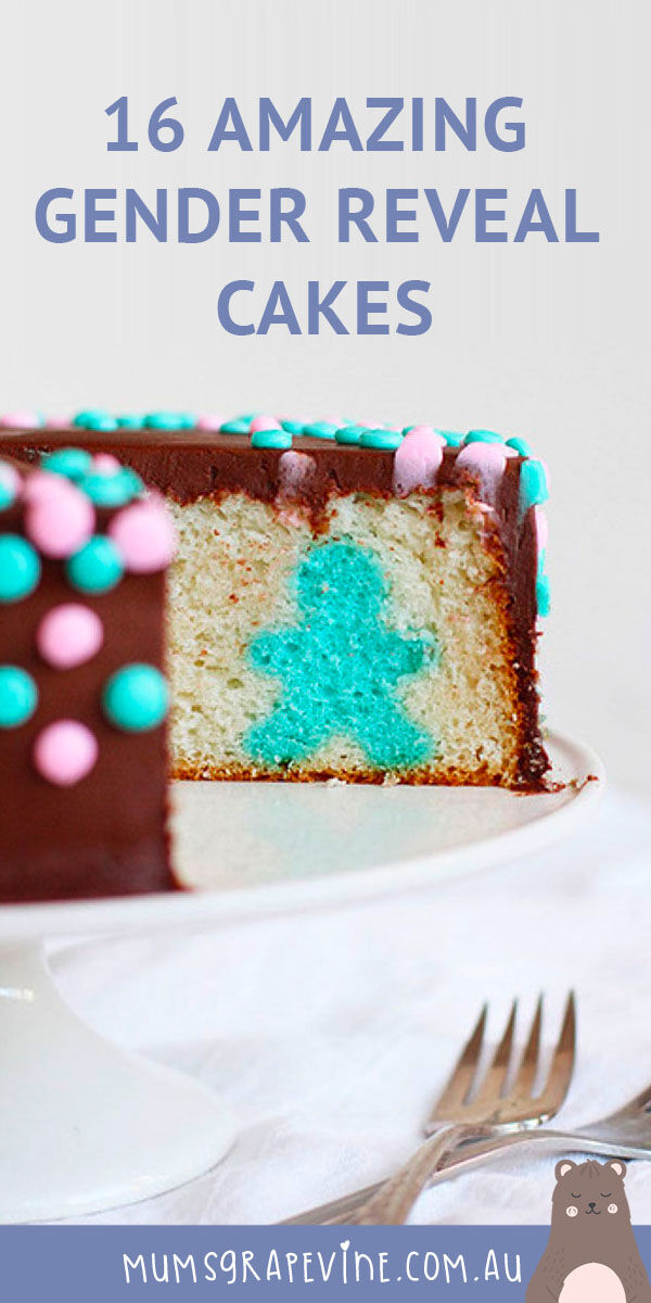 16 amazing gender reveal cakes to make right now Chocolate gender reveal cake with a sweet secret inside. #genderrevealcakeideas #genderrevealcakes #genderrevealcupcakes