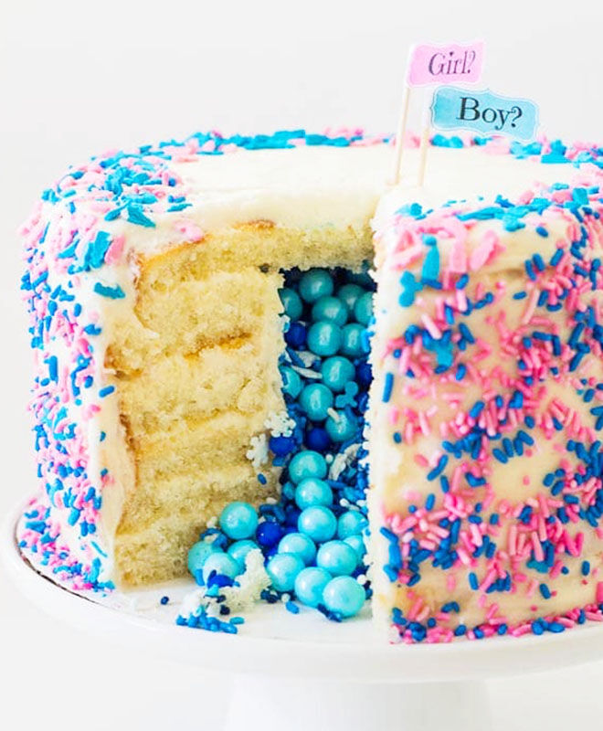 Gender Reveal Piñata Cake