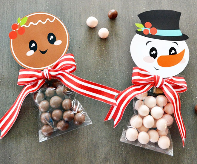 Gingerbread and snowman Christmas treat bags