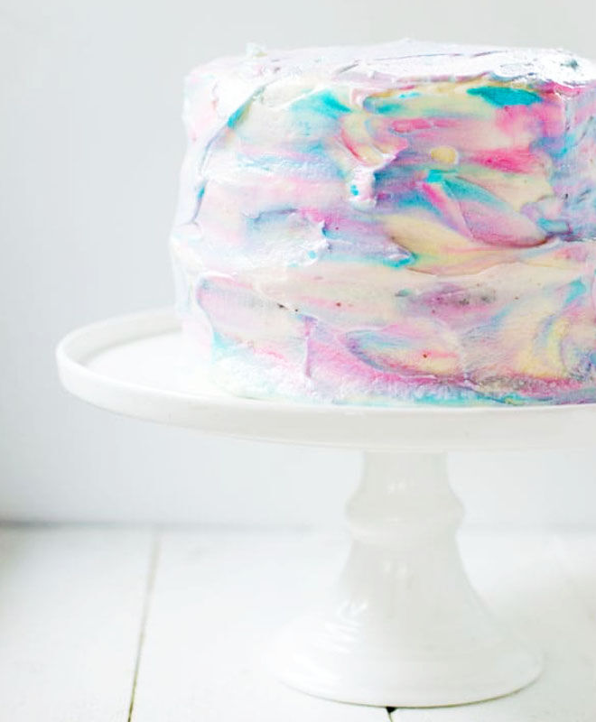 Marble gender reveal cake