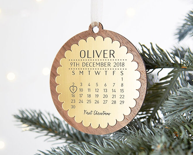 Baby's first Christmas calendar ornament