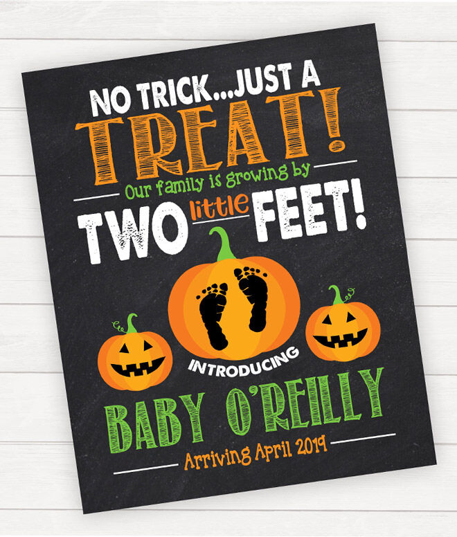 Halloween pregnancy announcement card
