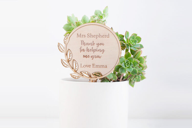 Personalised plant stick gift for teachers