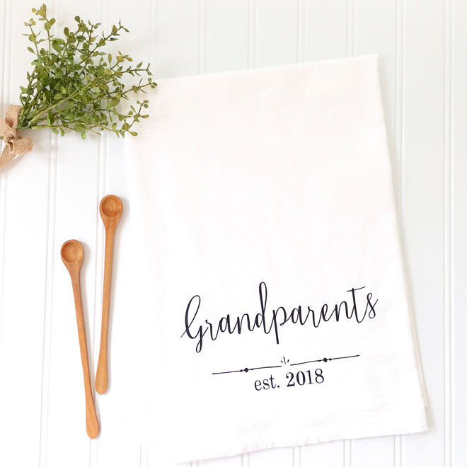 Personalised tea towel for grandparents