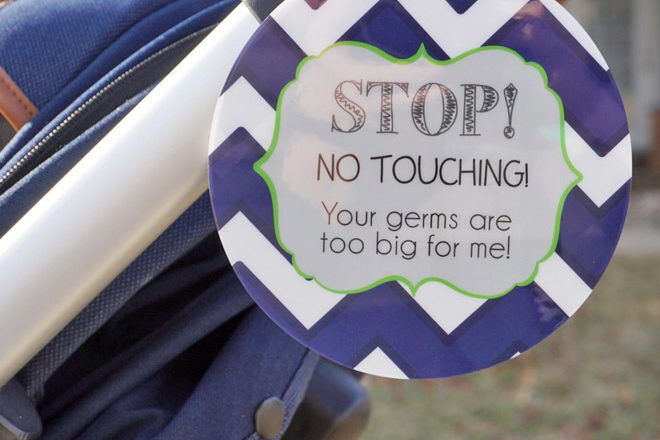No touching baby tag