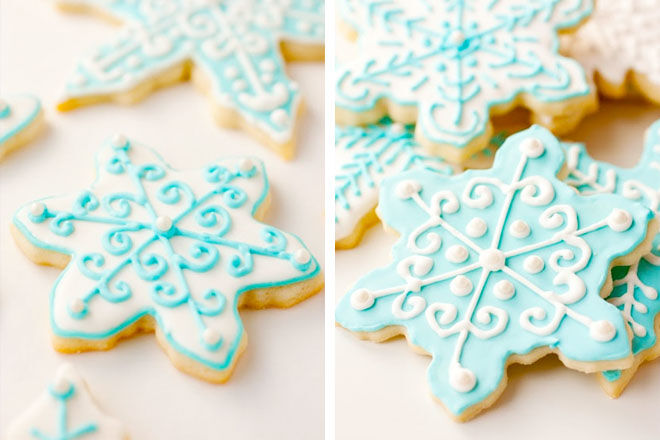Iced snowflake Christmas cookies