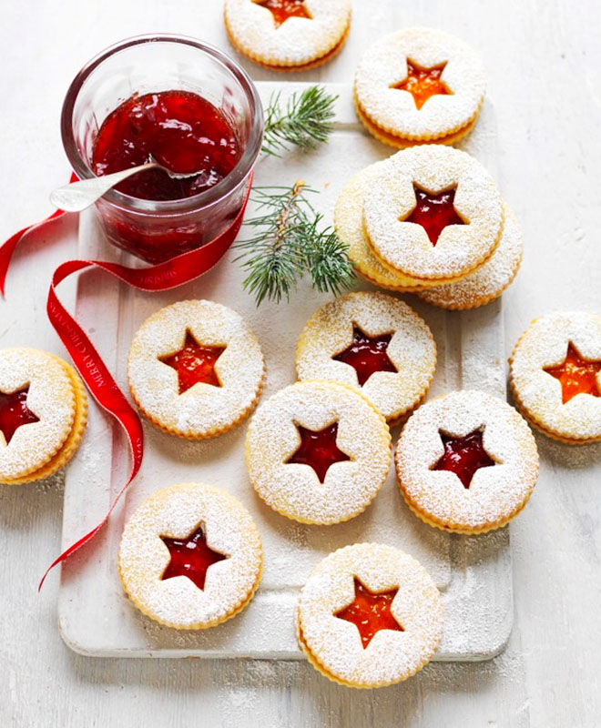 Jam stained glass Christmas cookies