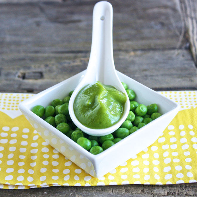 Pea zucchini and mint puree for baby on Christmas day
