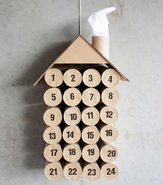 Advent calendar made from toilet rolls