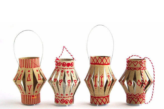 Toilet roll craft - Christmas lanterns