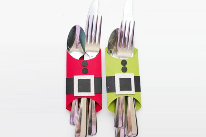 Christmas cutlery holder, easy toilet roll craft