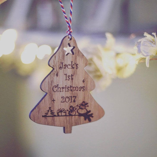 first christmas decoration wooden tree