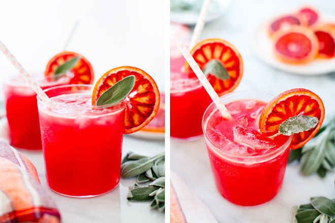 Blood orange and sage sparkling soda recipe