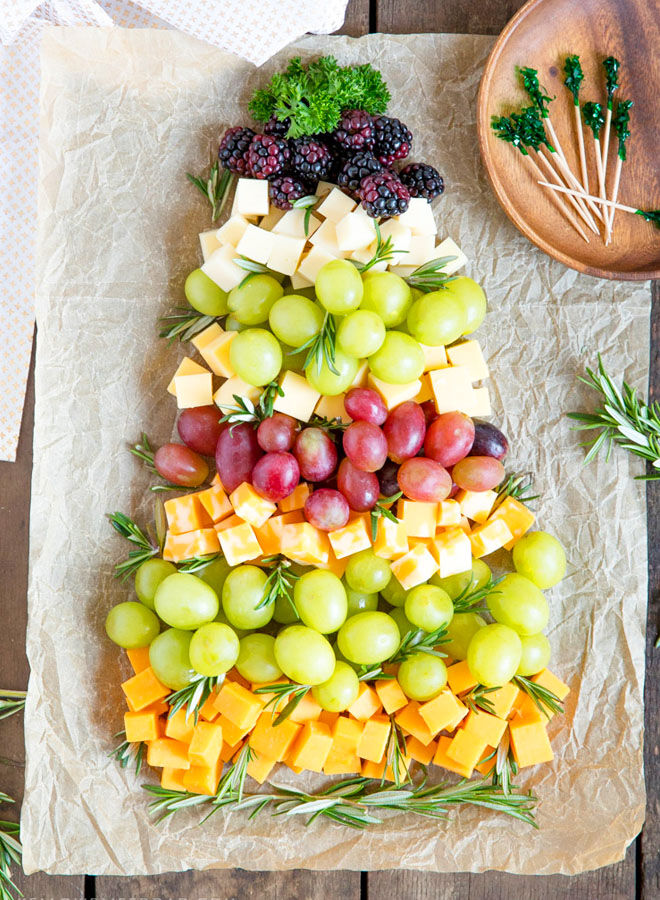 Christmas cheese and fruit platter