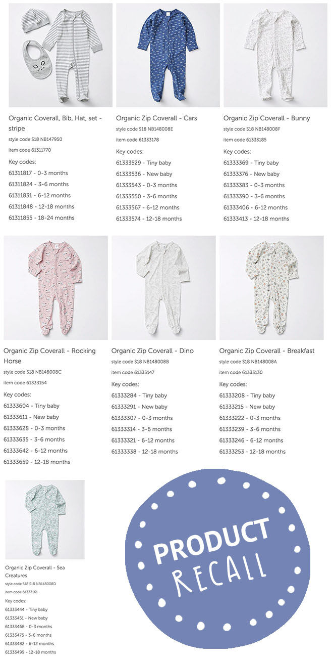Target baby coveralls recall