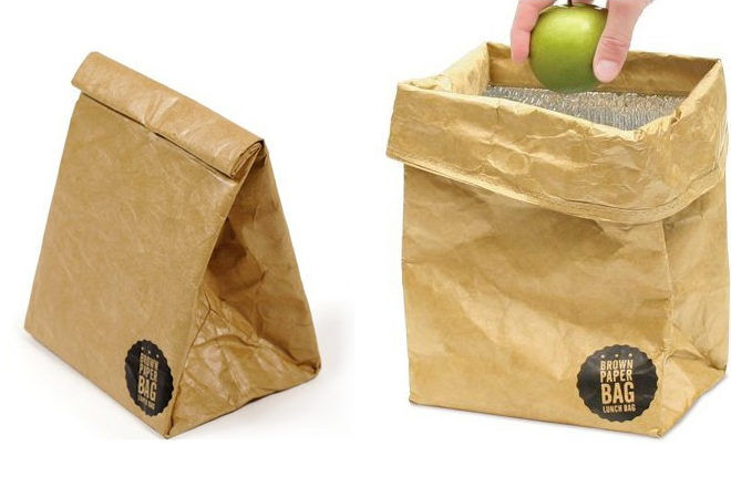 brown paper insulated lunch bag