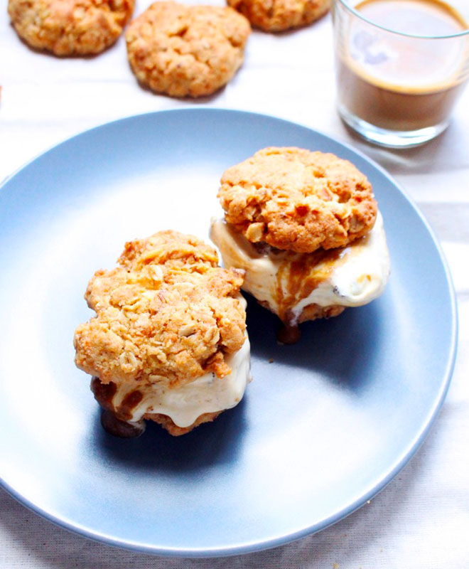 Anzac biscuit ice cream sandwich recipe