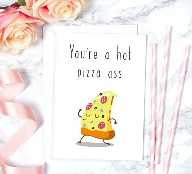 Funny Pizza Valentine's Day Card by Pye Prints