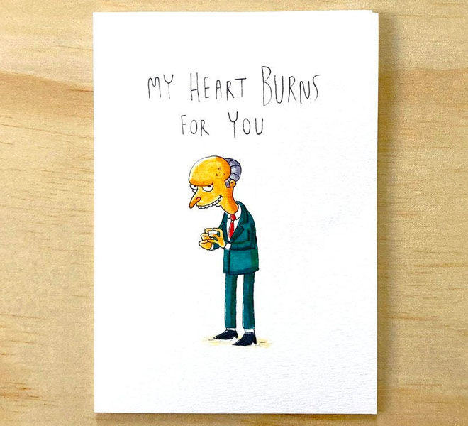 Mr Burns Valentine's Day Card by Well Drawn Cards