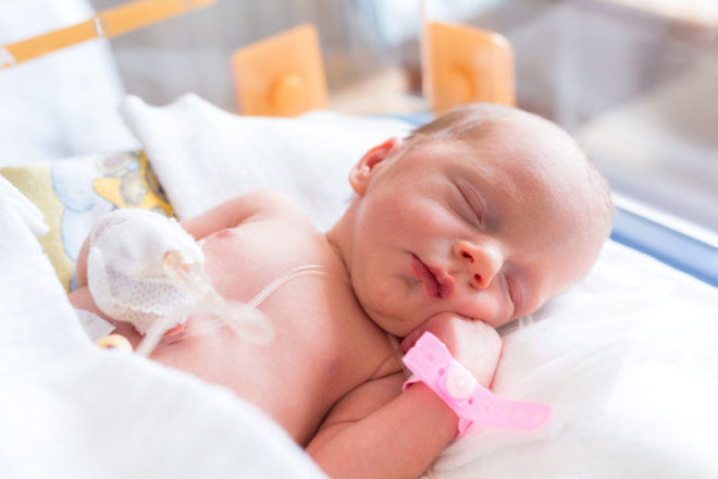 newborn baby girl in hospital