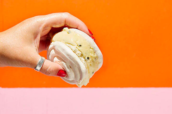 Passionfruit pavlova ice cream sandwich recipe