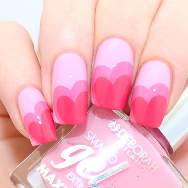 Do three shades of pink with these Valentine's nails