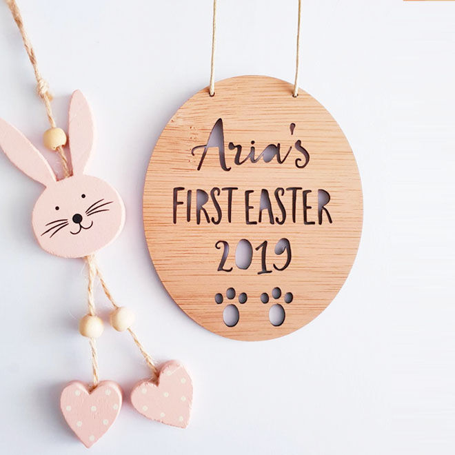 Personalised first Easter wall hanging, Little Birdy Finds