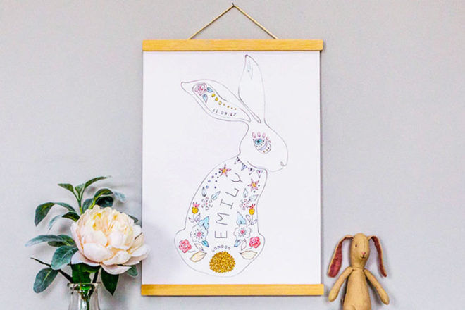 Personalised rabbit print, Little Ragsmith