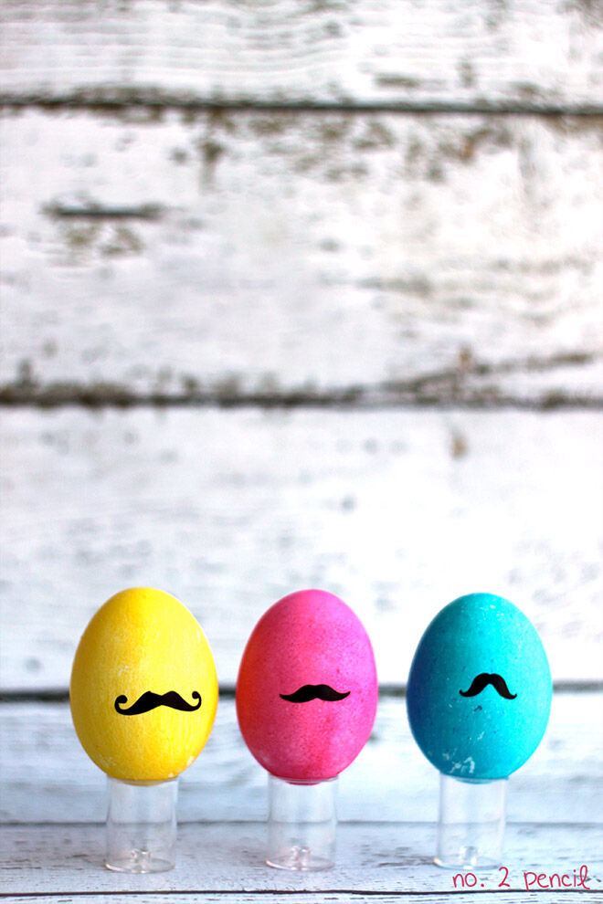 Mustache Easter egg decorating idea