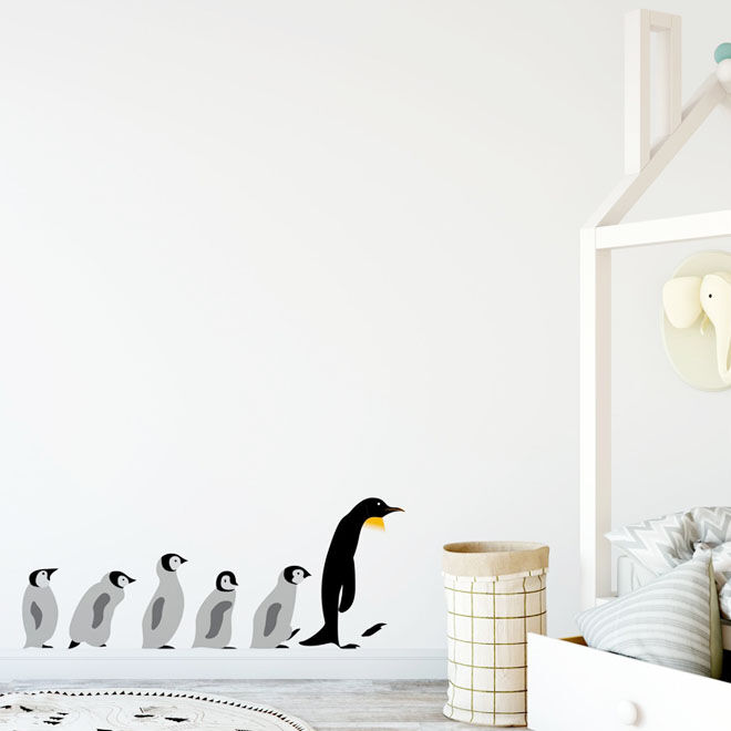 Nursery Wall Stickers, a cute penguin family