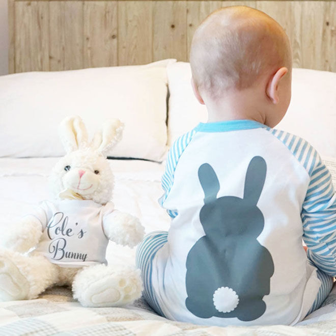 Personalised baby pyjamas and bunny pyjamas, Sparks & Daughters