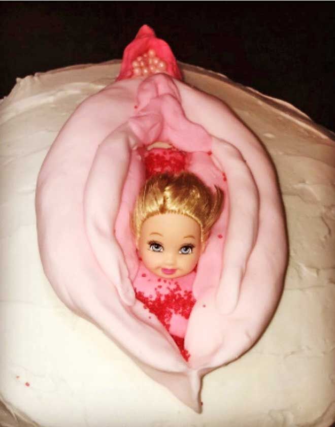 Barbie head baby shower cake