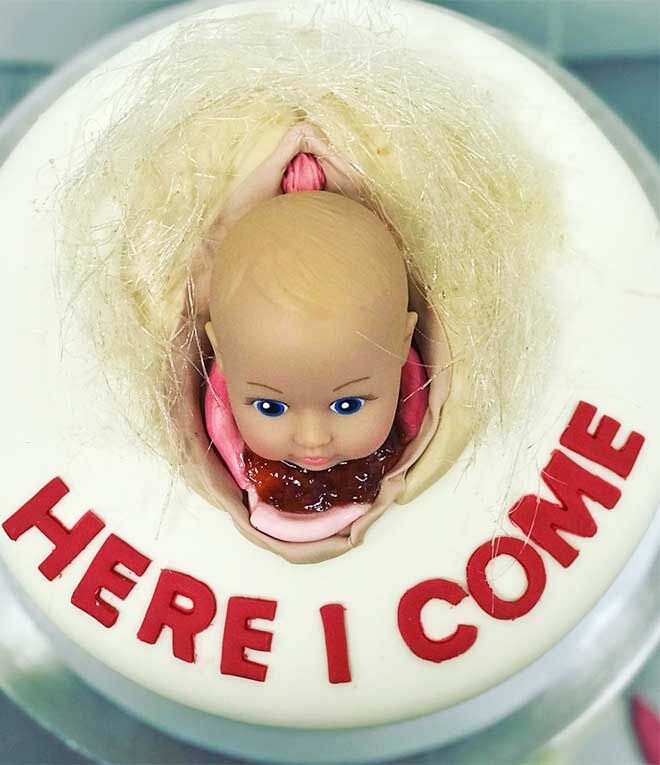 Birthing baby cake