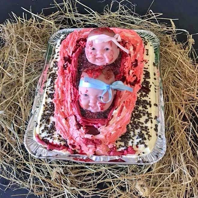 Bad twins baby shower cake