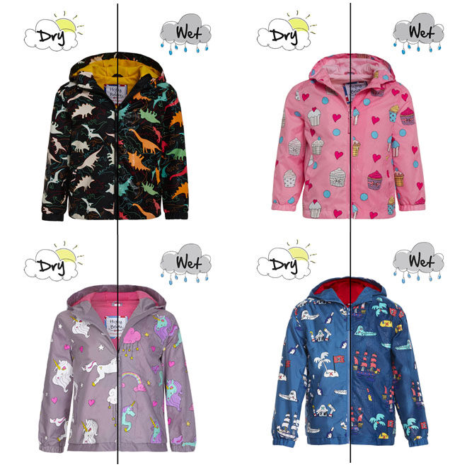 Colour changing raincoats by Holly & Beau