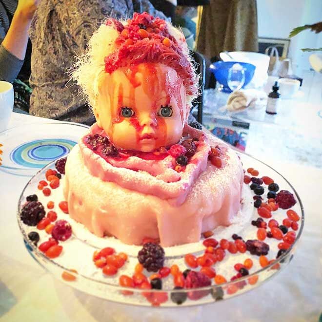 Doll baby shower cake