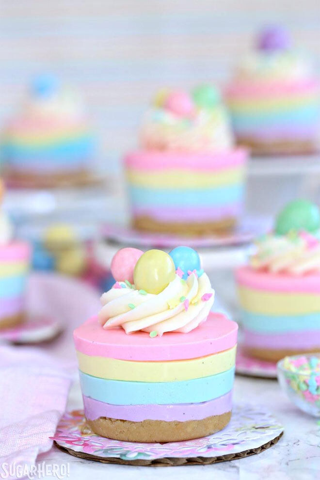 Easter No-Bake Mini Cheesecakes