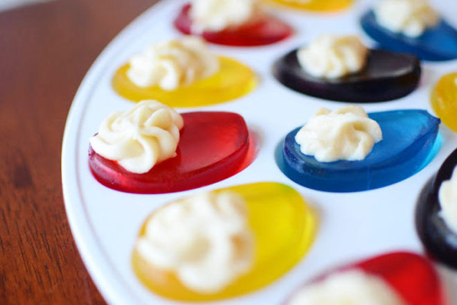 Jello Easter Eggs with Cream Bunny Tails