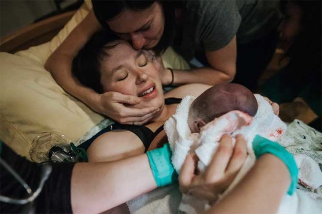 Birth photography celebrating LGBTQ parents