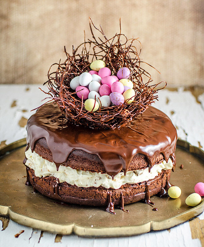 Chocolate Easter egg nest cake