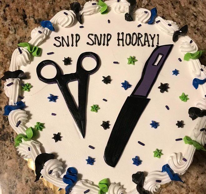 Snip snip vasectomy cake