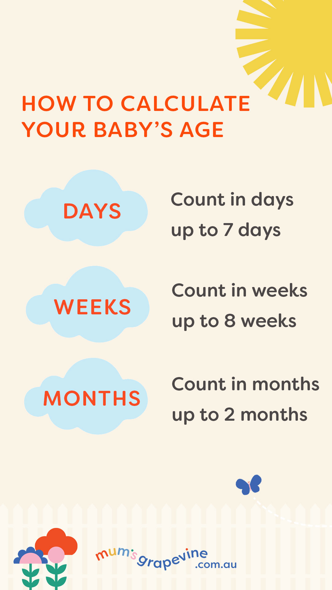 Formula shown on how to calculate your baby's age
