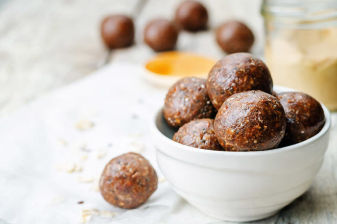 Choc tahini bites are a great energy-boosting snack for labour