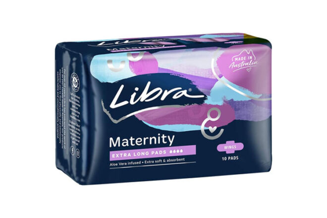 A pack of Libra Maternity Pads Extra Long with Wings