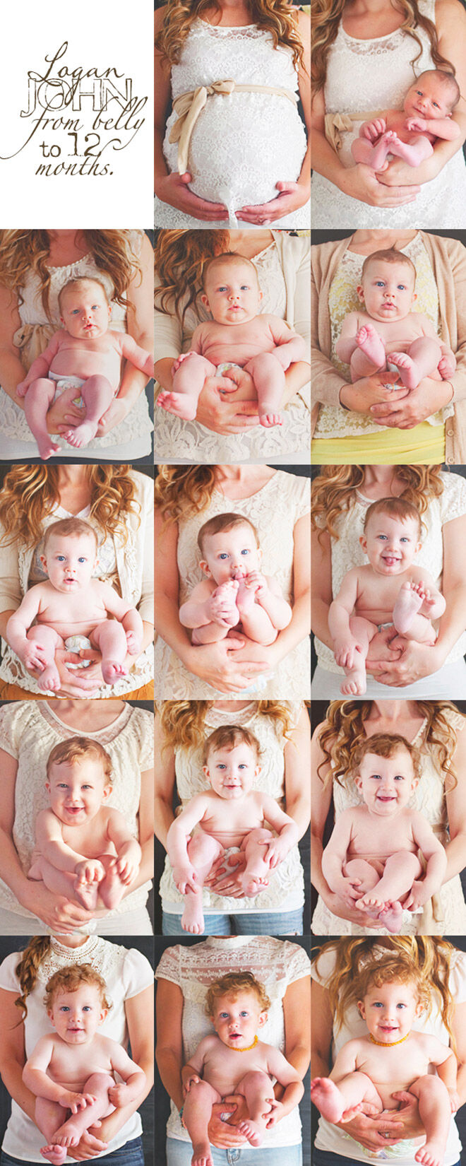 13 monthly baby photo ideas: holding baby in arms