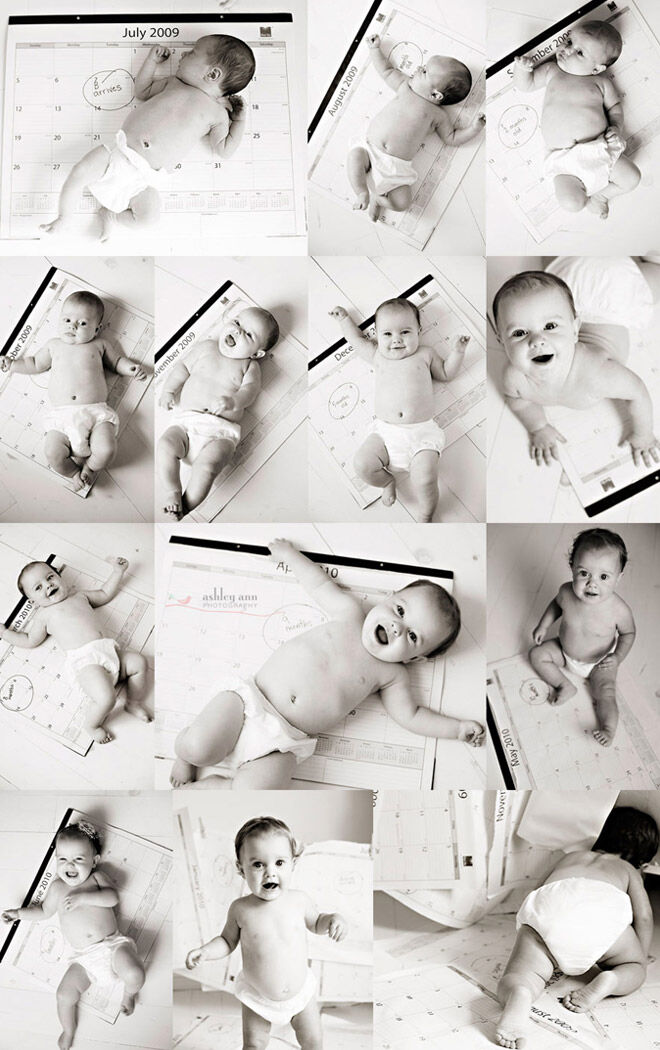 13 monthly baby photo ideas: Calendar idea for month-by-month photos of baby