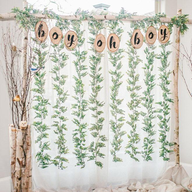 Woodland baby shower backdrop idea