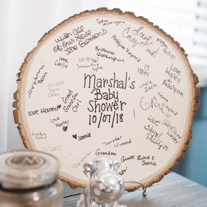 Woodland baby shower guest book idea