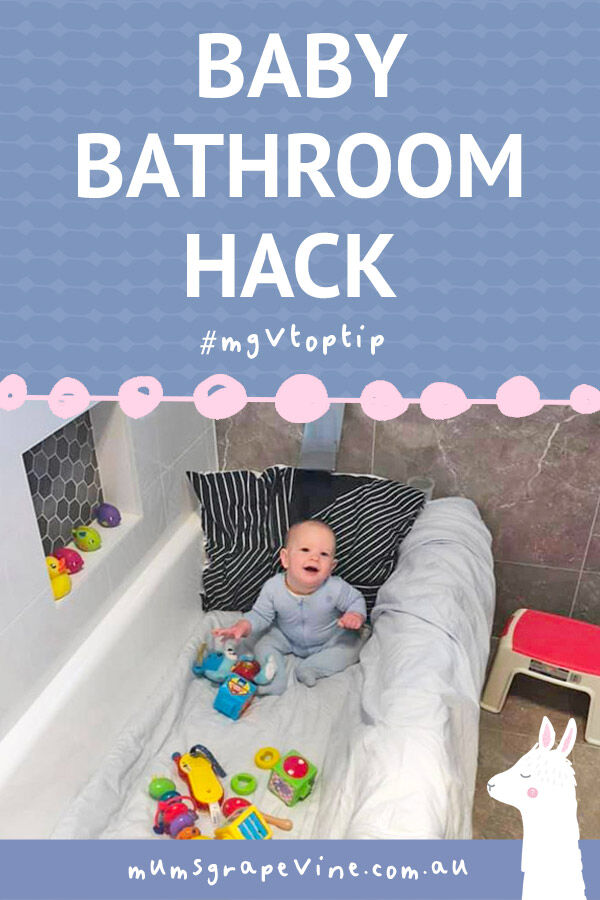 Simple bathroom hack for mums with clingy babies - pop them in the bath to play while you take a shower