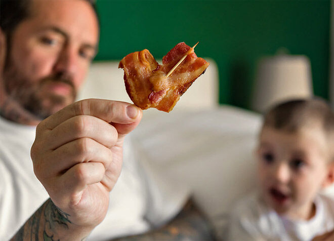 Bacon love hearts for Father's Day breakfast